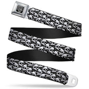 BD Wings Logo CLOSE-UP Full Color Black Silver Seatbelt Belt - Skull Yard Black/White Webbing Seatbelt Belts Buckle-Down