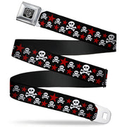 BD Wings Logo CLOSE-UP Full Color Black Silver Seatbelt Belt - Skulls & Stars Black/White/Red Webbing Seatbelt Belts Buckle-Down