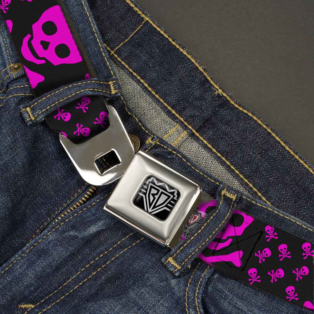BD Wings Logo CLOSE-UP Full Color Black Silver Seatbelt Belt - Skull w/Babies Black/Fuchsia Webbing Seatbelt Belts Buckle-Down