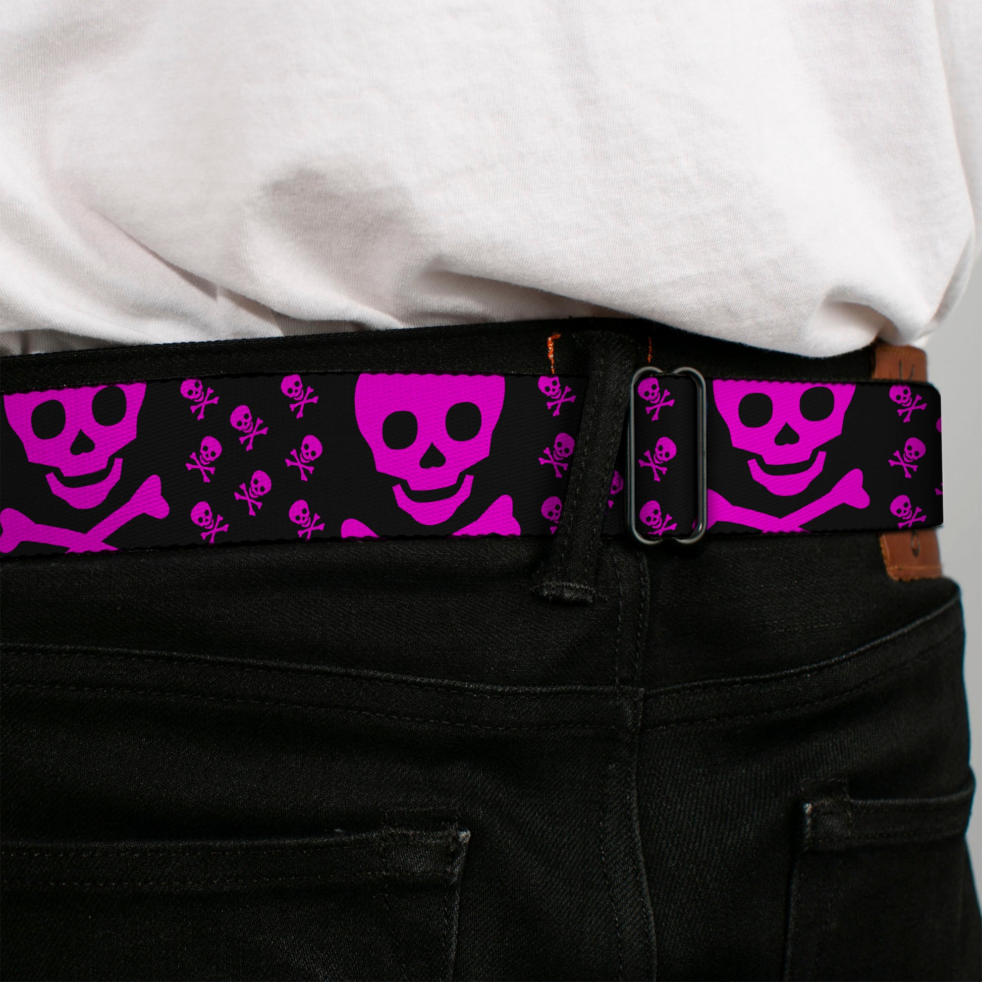BD Wings Logo CLOSE-UP Full Color Black Silver Seatbelt Belt - Skull w/Babies Black/Fuchsia Webbing Seatbelt Belts Buckle-Down