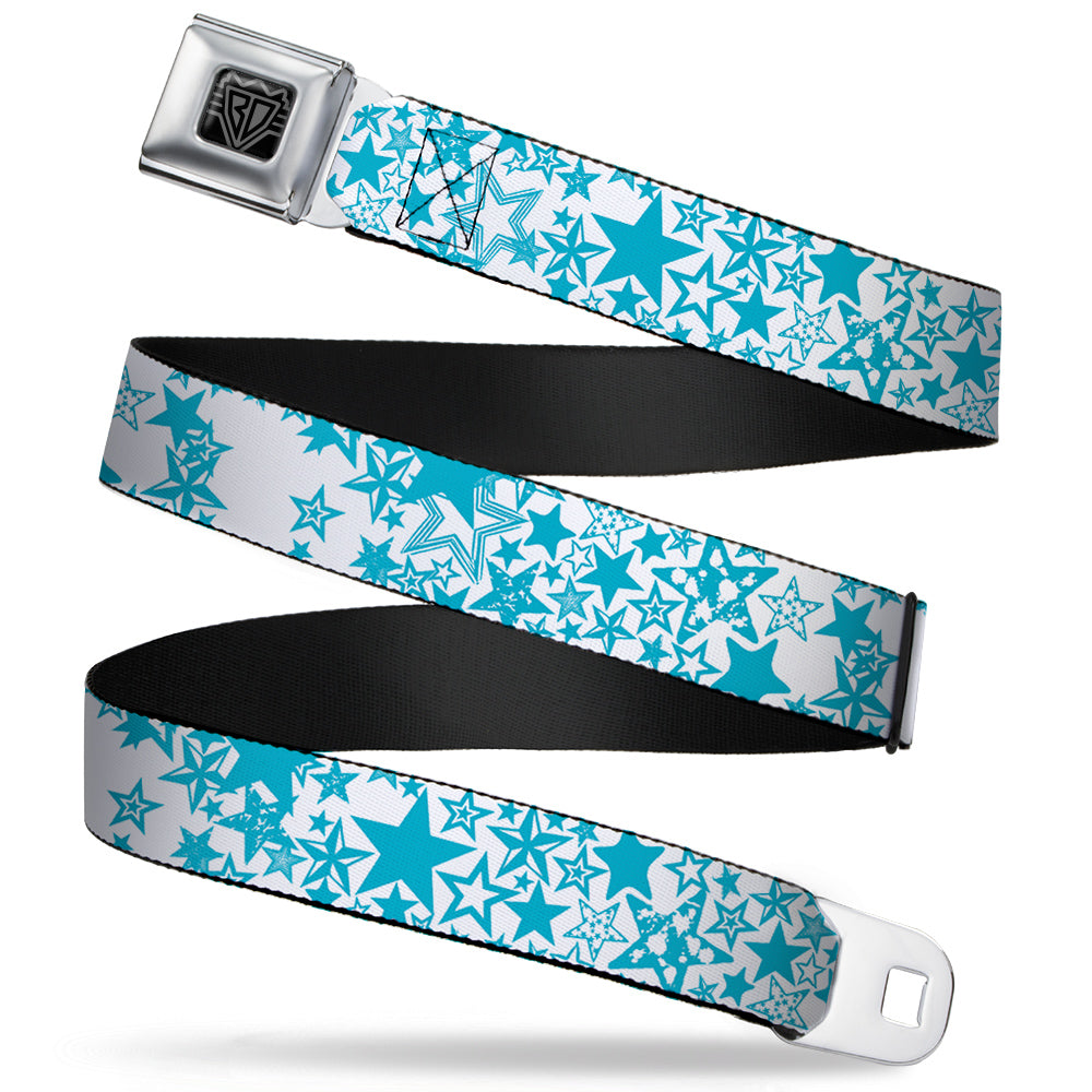 BD Wings Logo CLOSE-UP Full Color Black Silver Seatbelt Belt - Stargazer White/Blue Webbing Seatbelt Belts Buckle-Down
