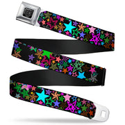 BD Wings Logo CLOSE-UP Full Color Black Silver Seatbelt Belt - Stargazer Black/Multi Color Webbing Seatbelt Belts Buckle-Down