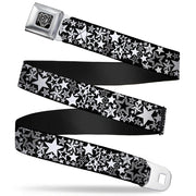 BD Wings Logo CLOSE-UP Full Color Black Silver Seatbelt Belt - Stargazer Black/White Webbing Seatbelt Belts Buckle-Down
