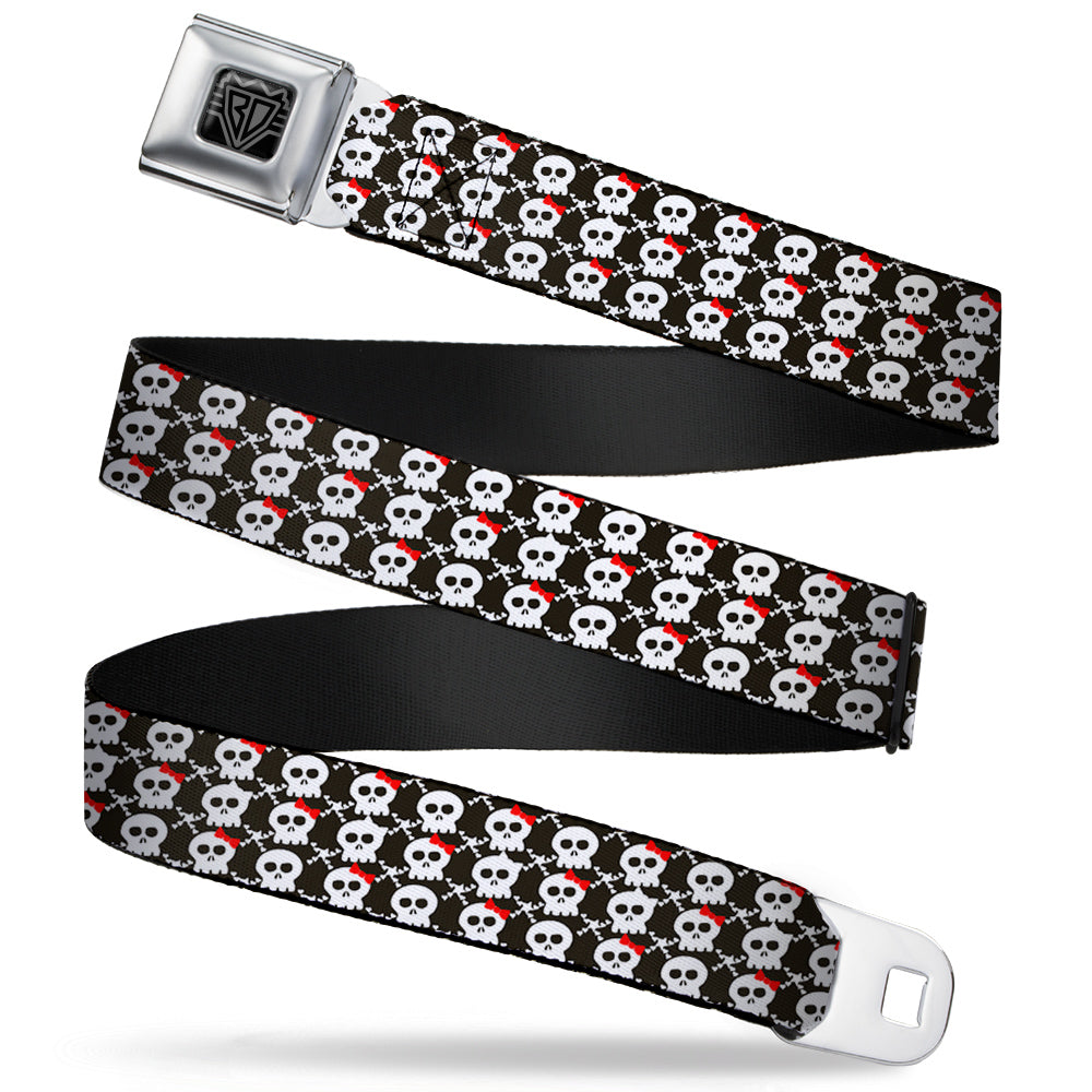 BD Wings Logo CLOSE-UP Full Color Black Silver Seatbelt Belt - Skull w/Bow Black/White/Red Webbing Seatbelt Belts Buckle-Down