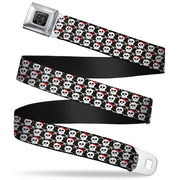 BD Wings Logo CLOSE-UP Full Color Black Silver Seatbelt Belt - Skull w/Bow Black/White/Red Webbing Seatbelt Belts Buckle-Down