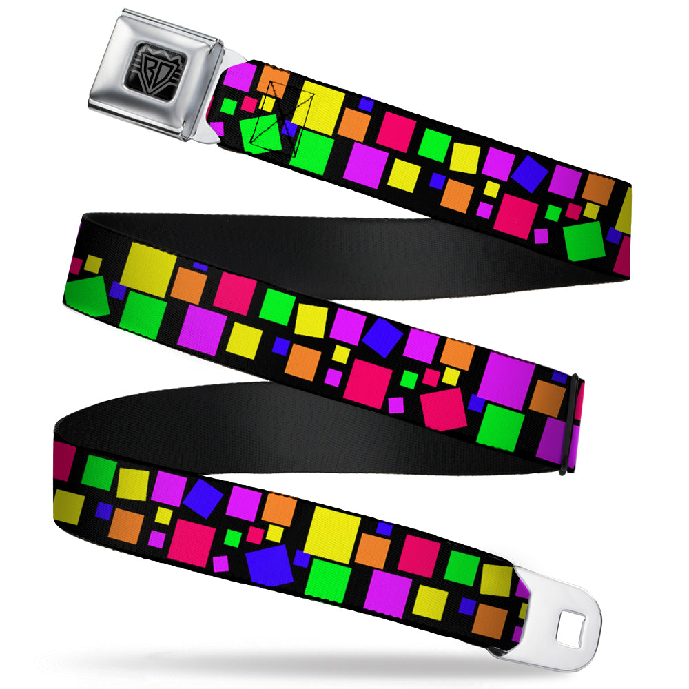 BD Wings Logo CLOSE-UP Full Color Black Silver Seatbelt Belt - Squares Black/Multi Color Webbing Seatbelt Belts Buckle-Down