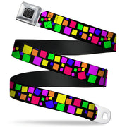 BD Wings Logo CLOSE-UP Full Color Black Silver Seatbelt Belt - Squares Black/Multi Color Webbing Seatbelt Belts Buckle-Down