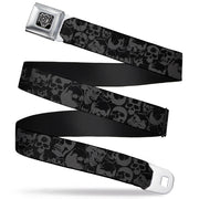 BD Wings Logo CLOSE-UP Full Color Black Silver Seatbelt Belt - Skull Pile Black/Gray Webbing Seatbelt Belts Buckle-Down