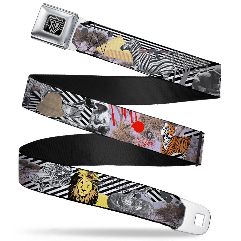 BD Wings Logo CLOSE-UP Full Color Black Silver Seatbelt Belt - Safari Webbing Seatbelt Belts Buckle-Down
