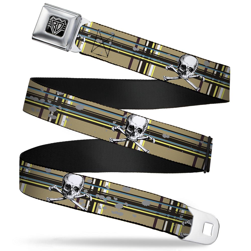 BD Wings Logo CLOSE-UP Full Color Black Silver Seatbelt Belt - Skull & Cross Bones Plaid Tan Webbing Seatbelt Belts Buckle-Down