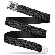 BD Wings Logo CLOSE-UP Full Color Black Silver Seatbelt Belt - Skull Yard Black/Gray Webbing Seatbelt Belts Buckle-Down