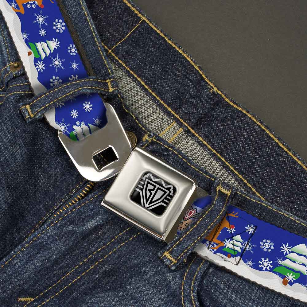 BD Wings Logo CLOSE-UP Full Color Black Silver Seatbelt Belt - Santa & Reindeers Webbing Seatbelt Belts Buckle-Down