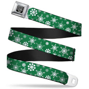 BD Wings Logo CLOSE-UP Full Color Black Silver Seatbelt Belt - Snowflakes Green/White Webbing Seatbelt Belts Buckle-Down