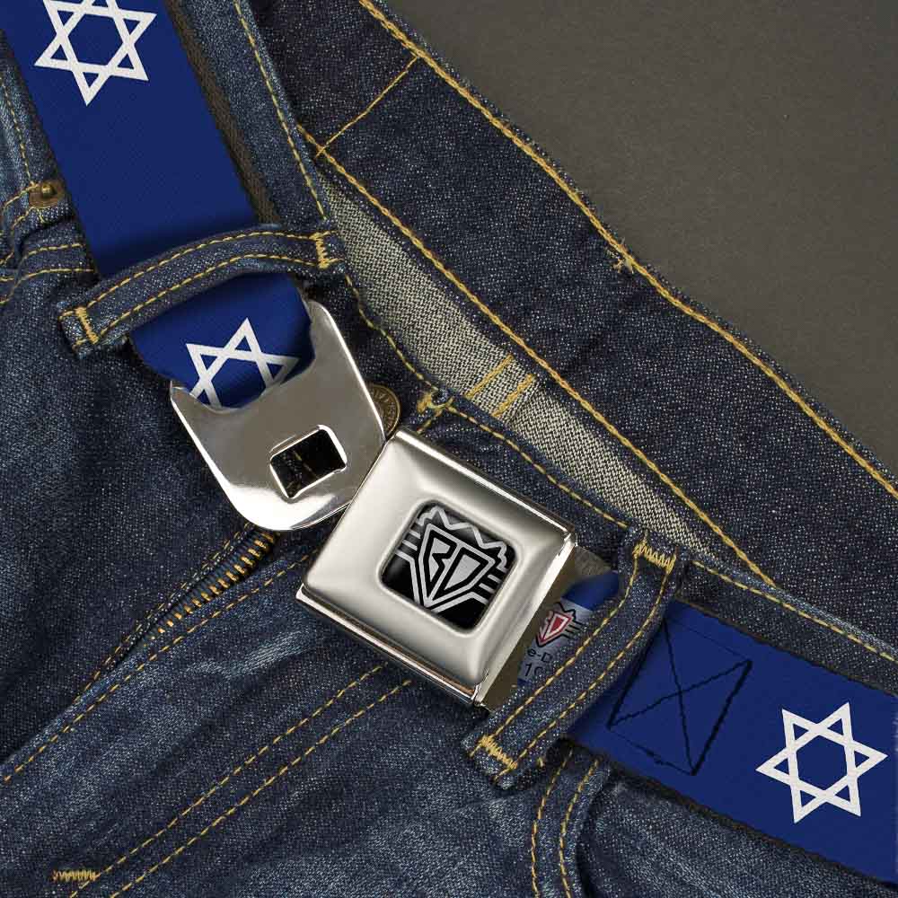 BD Wings Logo CLOSE-UP Full Color Black Silver Seatbelt Belt - Star of David Webbing Seatbelt Belts Buckle-Down