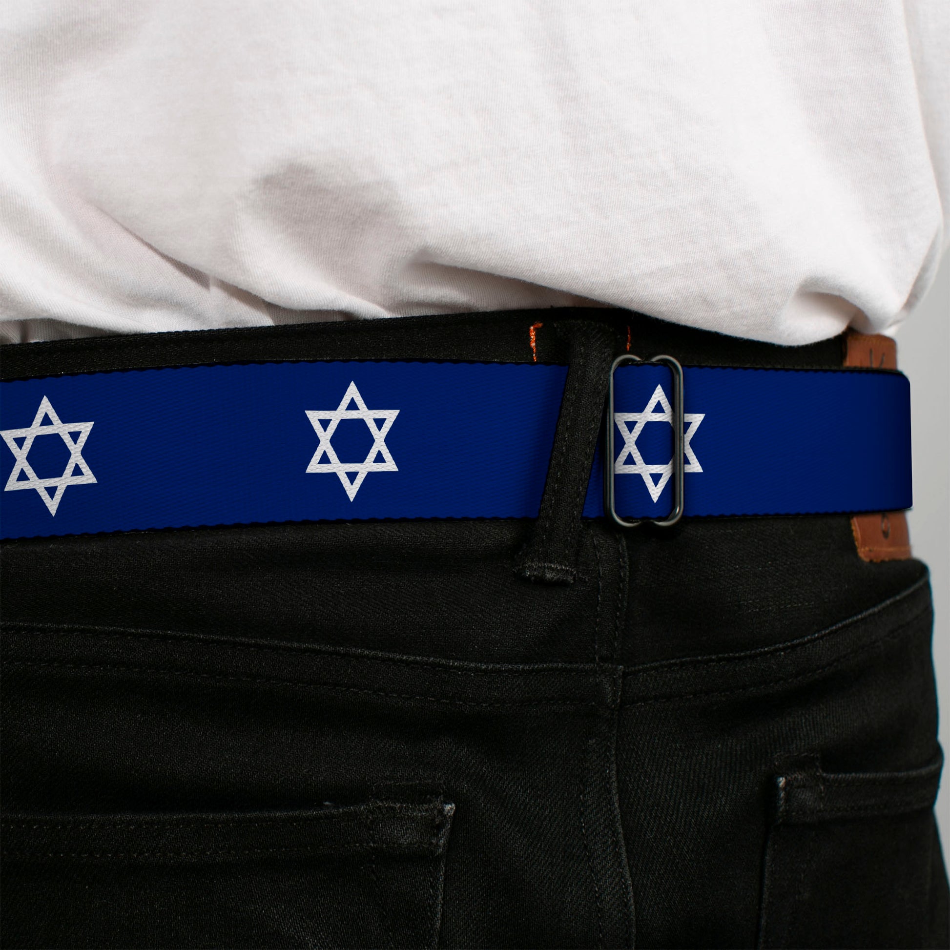 BD Wings Logo CLOSE-UP Full Color Black Silver Seatbelt Belt - Star of David Webbing Seatbelt Belts Buckle-Down