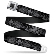 BD Wings Logo CLOSE-UP Full Color Black Silver Seatbelt Belt - Skull & Dagger w/Filigree Black/Gray Webbing Seatbelt Belts Buckle-Down