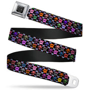 BD Wings Logo CLOSE-UP Full Color Black Silver Seatbelt Belt - Skull & Fleur-de-Lis Black/Multi Color Webbing Seatbelt Belts Buckle-Down
