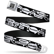 BD Wings Logo CLOSE-UP Full Color Black Silver Seatbelt Belt - Skater Bubbles Webbing Seatbelt Belts Buckle-Down