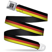 BD Wings Logo CLOSE-UP Full Color Black Silver Seatbelt Belt - Stripes Black/Red/Yellow Webbing Seatbelt Belts Buckle-Down