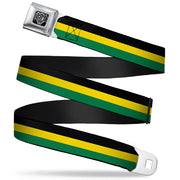 BD Wings Logo CLOSE-UP Full Color Black Silver Seatbelt Belt - Stripes Black/Yellow/Green Webbing Seatbelt Belts Buckle-Down