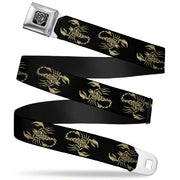 BD Wings Logo CLOSE-UP Full Color Black Silver Seatbelt Belt - Scorpion Webbing Seatbelt Belts Buckle-Down