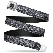BD Wings Logo CLOSE-UP Full Color Black Silver Seatbelt Belt - Sleeve Skulls Black/Gray Webbing Seatbelt Belts Buckle-Down
