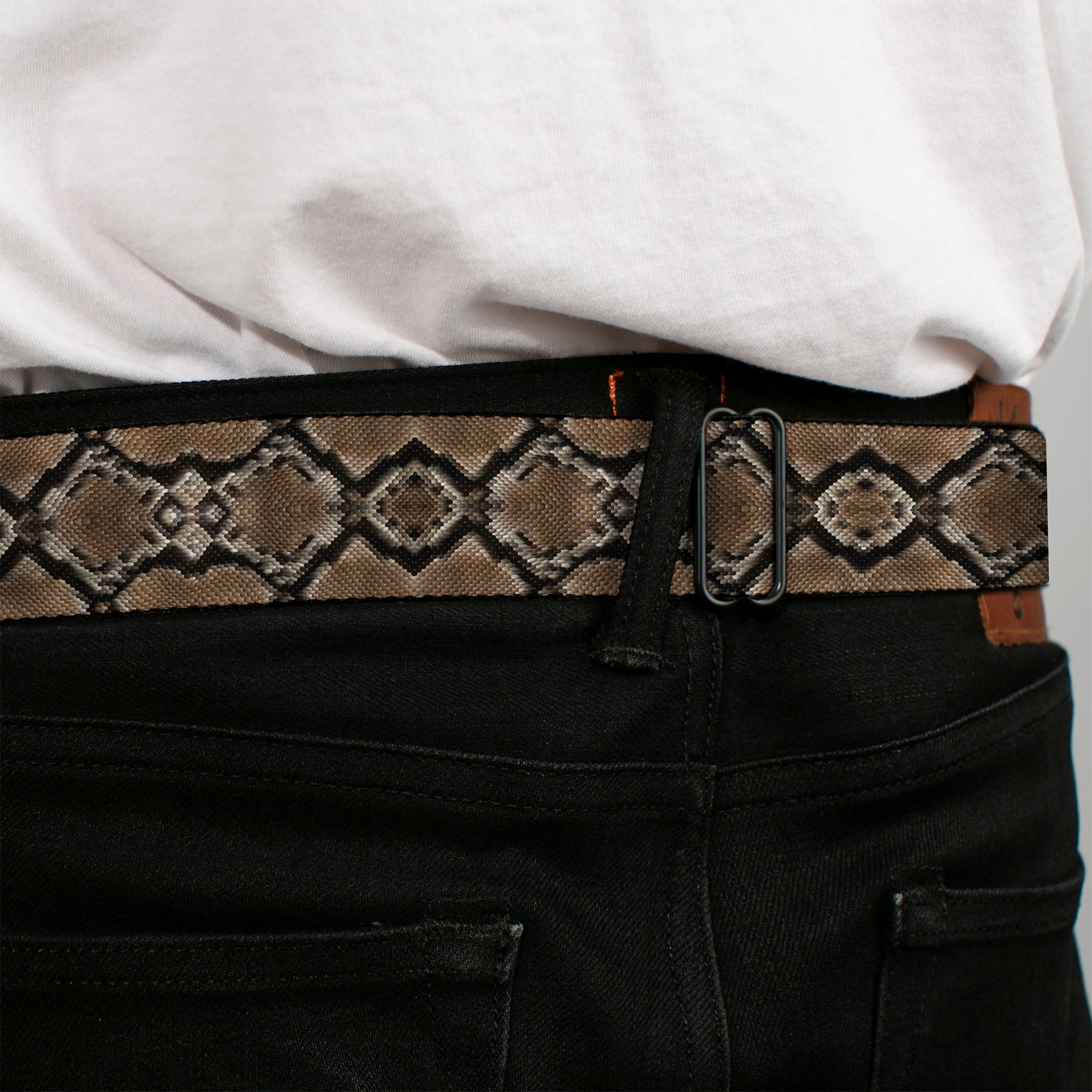 BD Wings Logo CLOSE-UP Full Color Black Silver Seatbelt Belt - Snake Skin 1 Webbing Seatbelt Belts Buckle-Down