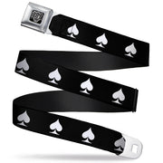 BD Wings Logo CLOSE-UP Full Color Black Silver Seatbelt Belt - Spade Black/White Webbing Seatbelt Belts Buckle-Down