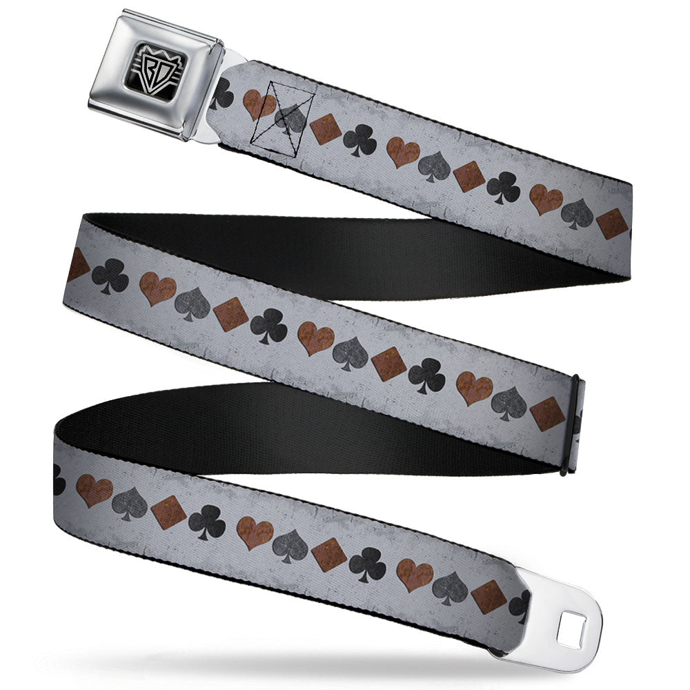 BD Wings Logo CLOSE-UP Full Color Black Silver Seatbelt Belt - Suits Gray Stone Webbing Seatbelt Belts Buckle-Down