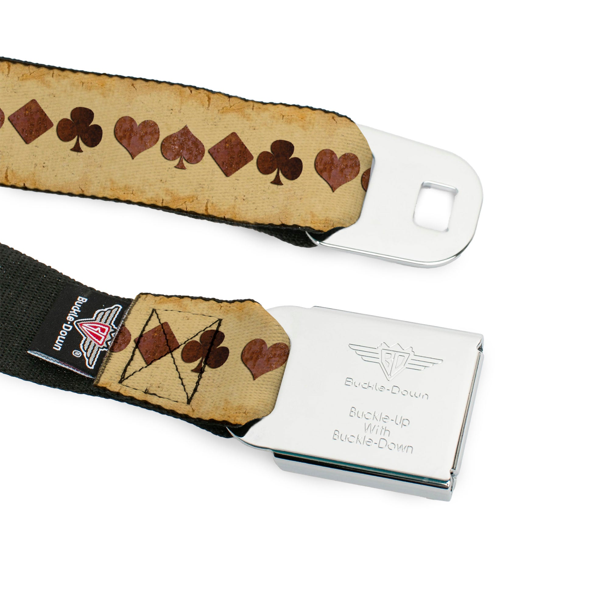 BD Wings Logo CLOSE-UP Full Color Black Silver Seatbelt Belt - Suits Brown Stone Webbing Seatbelt Belts Buckle-Down