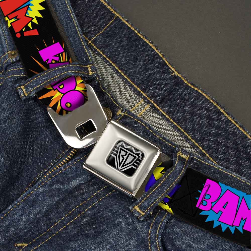 BD Wings Logo CLOSE-UP Full Color Black Silver Seatbelt Belt - Sound Effects Black/Multi Color Webbing Seatbelt Belts Buckle-Down