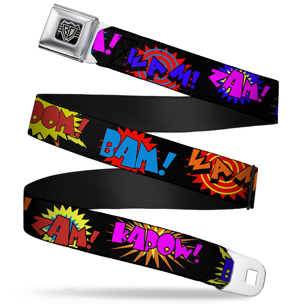 BD Wings Logo CLOSE-UP Full Color Black Silver Seatbelt Belt - Sound Effects Black/Multi Color Webbing Seatbelt Belts Buckle-Down