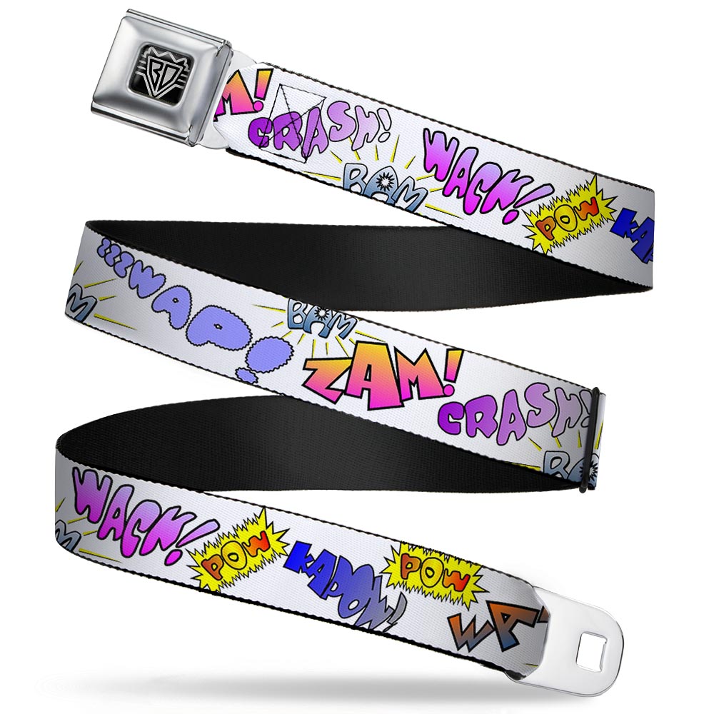 BD Wings Logo CLOSE-UP Full Color Black Silver Seatbelt Belt - Sound Effects White/Pastel Webbing Seatbelt Belts Buckle-Down