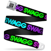 BD Wings Logo CLOSE-UP Full Color Black Silver Seatbelt Belt - SWAGG Black/Hot Pink/Turquoise/Purple/Neon Green Webbing Seatbelt Belts Buckle-Down