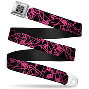 BD Wings Logo CLOSE-UP Full Color Black Silver Seatbelt Belt - Safety Pins Black/Fuchsia Webbing Seatbelt Belts Buckle-Down
