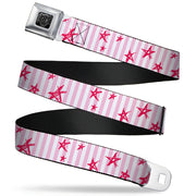BD Wings Logo CLOSE-UP Full Color Black Silver Seatbelt Belt - Sketch Stars w/Stripes Pink/White/Fuchsia Webbing Seatbelt Belts Buckle-Down