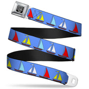 BD Wings Logo CLOSE-UP Full Color Black Silver Seatbelt Belt - Sailboats Blue Webbing Seatbelt Belts Buckle-Down
