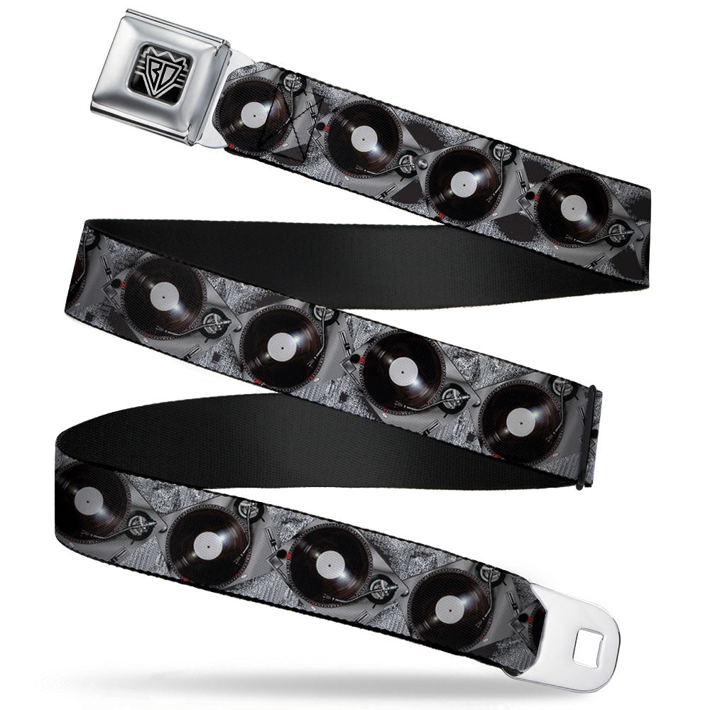 BD Wings Logo CLOSE-UP Full Color Black Silver Seatbelt Belt - Turntables Webbing Seatbelt Belts Buckle-Down