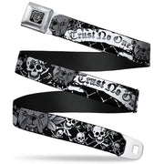 BD Wings Logo CLOSE-UP Full Color Black Silver Seatbelt Belt - Trust No One Black/White Webbing Seatbelt Belts Buckle-Down