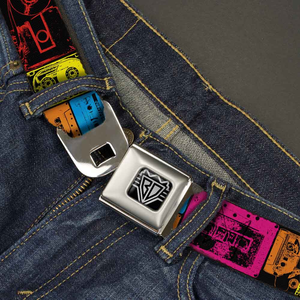 BD Wings Logo CLOSE-UP Full Color Black Silver Seatbelt Belt - Tapes Multi Neon Webbing Seatbelt Belts Buckle-Down