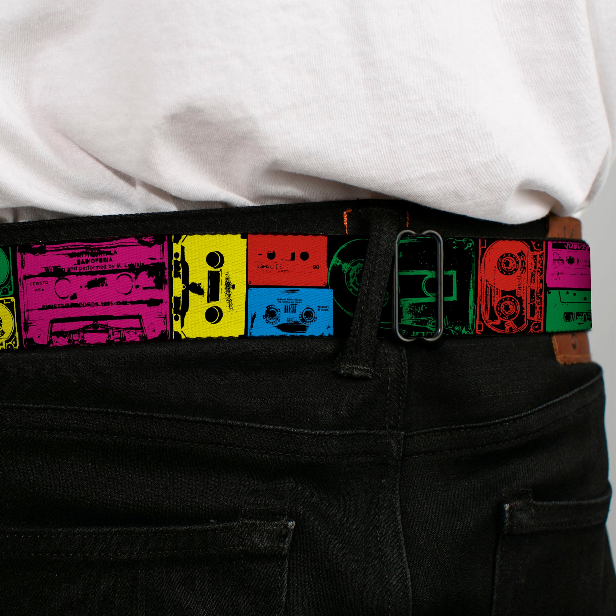 BD Wings Logo CLOSE-UP Full Color Black Silver Seatbelt Belt - Tapes Multi Neon Webbing Seatbelt Belts Buckle-Down