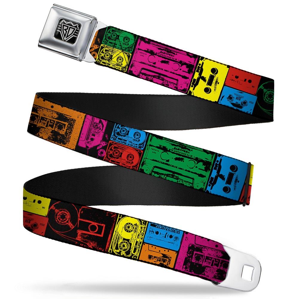 BD Wings Logo CLOSE-UP Full Color Black Silver Seatbelt Belt - Tapes Multi Neon Webbing Seatbelt Belts Buckle-Down