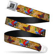 BD Wings Logo CLOSE-UP Full Color Black Silver Seatbelt Belt - TJ-Bird & Rose Webbing Seatbelt Belts Tattoo Johnny