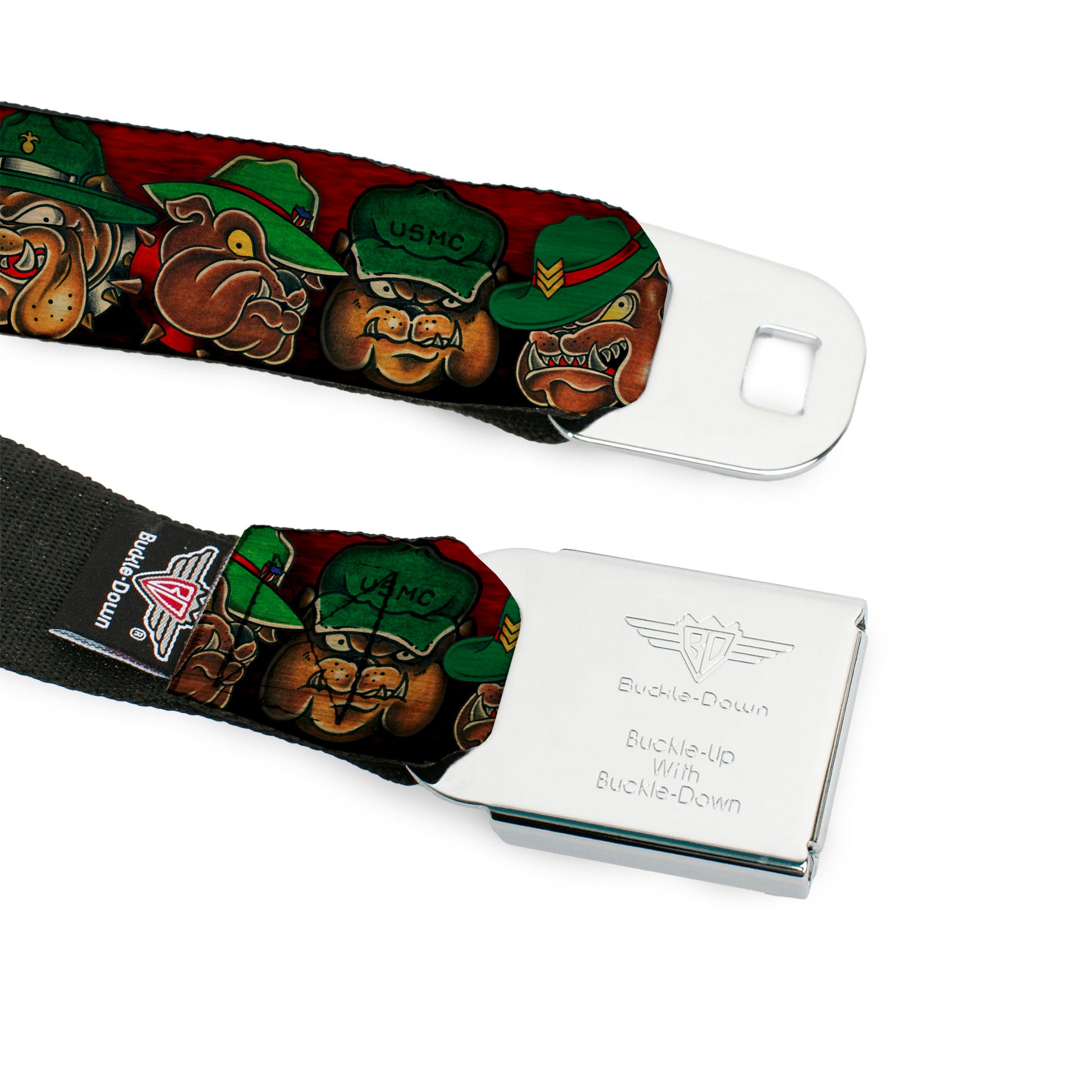 BD Wings Logo CLOSE-UP Full Color Black Silver Seatbelt Belt - TJ-Bulldog Webbing Seatbelt Belts Tattoo Johnny