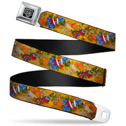 BD Wings Logo CLOSE-UP Full Color Black Silver Seatbelt Belt - TJ-Hearts & Roses Webbing Seatbelt Belts Tattoo Johnny
