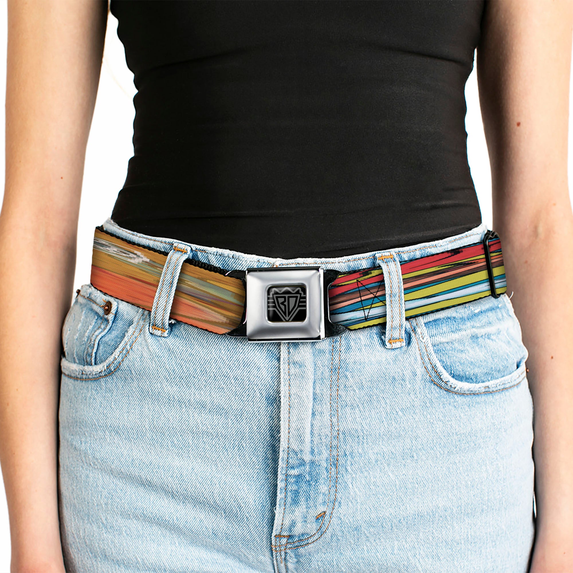 BD Wings Logo CLOSE-UP Full Color Black Silver Seatbelt Belt - TJ-Religious Webbing Seatbelt Belts Tattoo Johnny