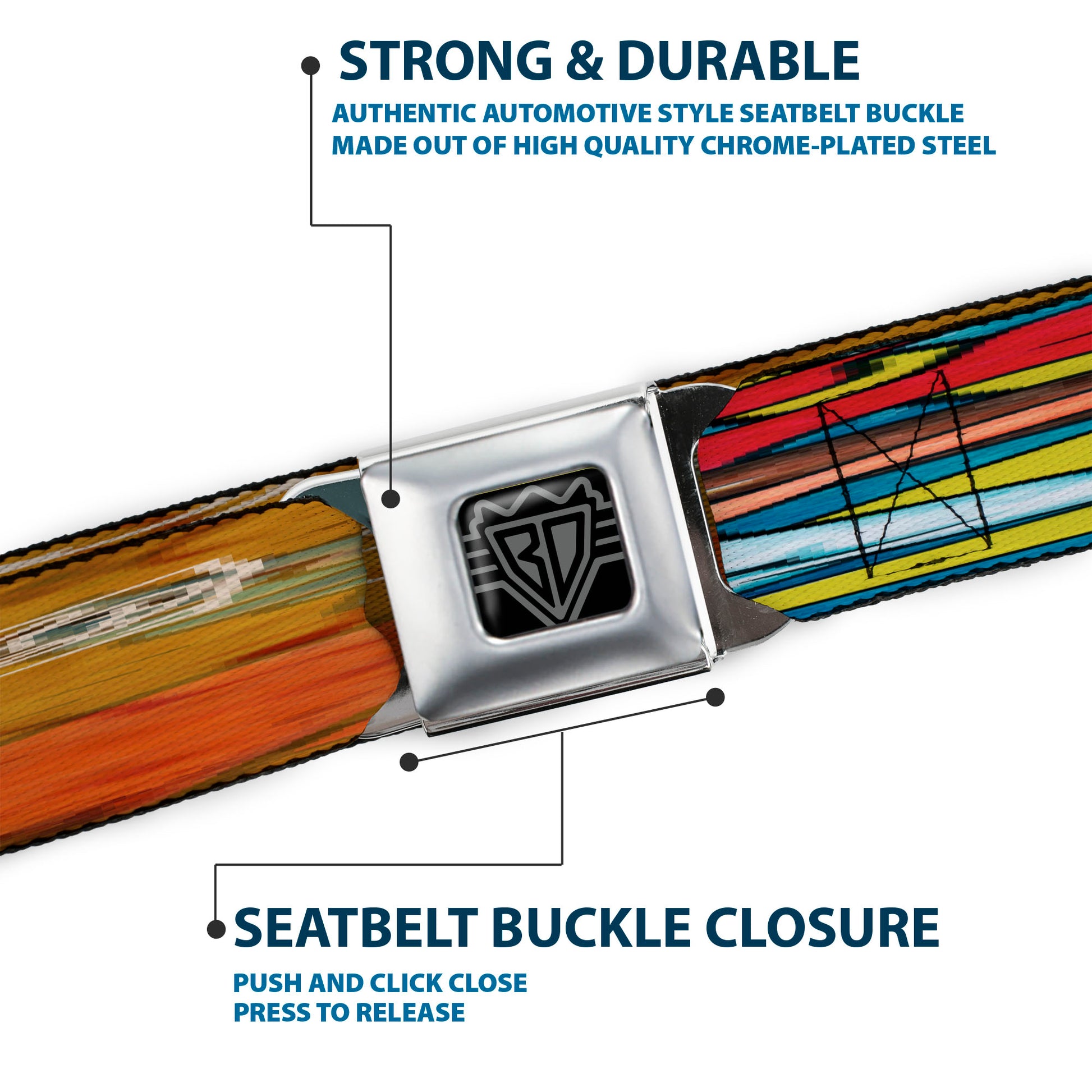 BD Wings Logo CLOSE-UP Full Color Black Silver Seatbelt Belt - TJ-Religious Webbing Seatbelt Belts Tattoo Johnny