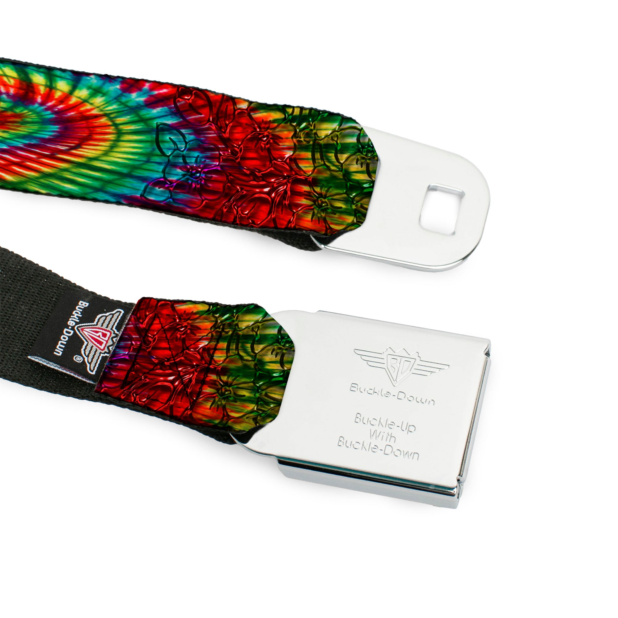 BD Wings Logo CLOSE-UP Full Color Black Silver Seatbelt Belt - TJ-Bird Kiss Webbing Seatbelt Belts Tattoo Johnny