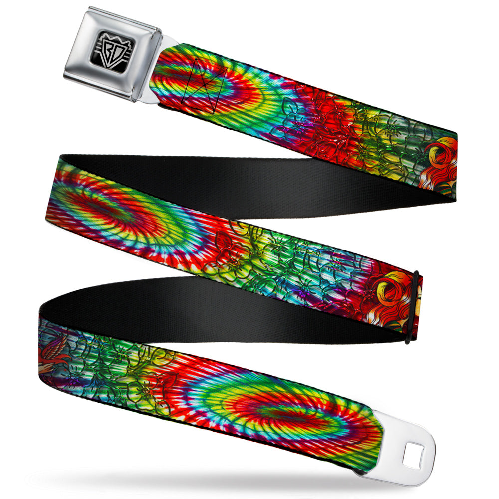 BD Wings Logo CLOSE-UP Full Color Black Silver Seatbelt Belt - TJ-Bird Kiss Webbing Seatbelt Belts Tattoo Johnny