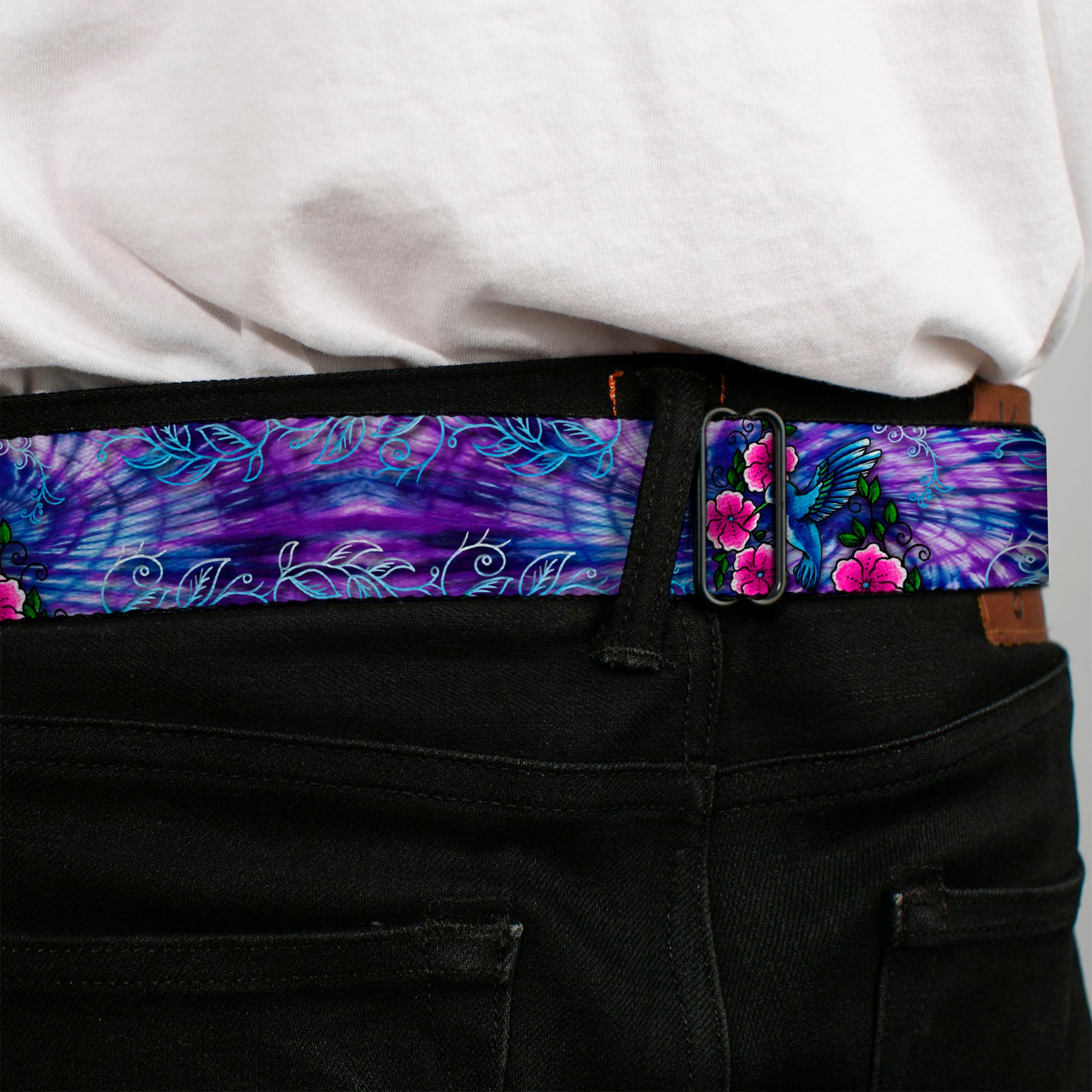 BD Wings Logo CLOSE-UP Full Color Black Silver Seatbelt Belt - TJ-Hummingbird Webbing Seatbelt Belts Tattoo Johnny